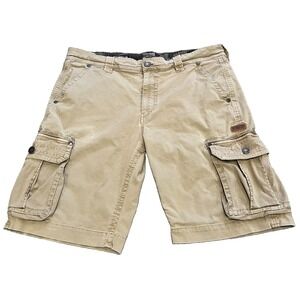 Affliction Buckle Mens Khaki Cargo Shorts Sz 40 Camo Trim  Utility Y2K Grunge